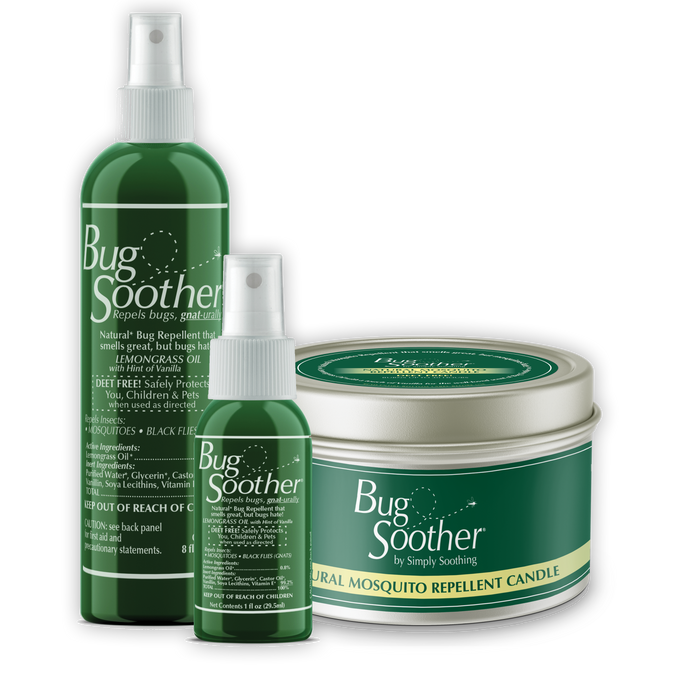 Bug Soother 8 oz. Bug Repellent Candle + 1 oz. and 8 oz. Spray Bottle Pack